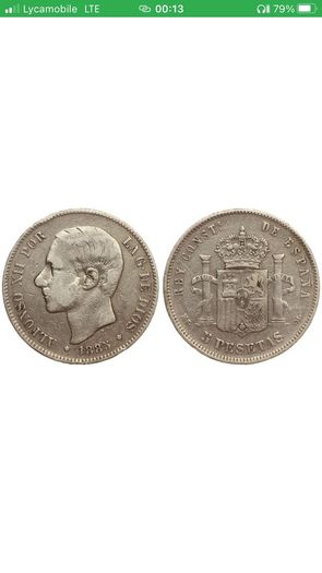 Spain Silver 5 Pesetas 1885 Alfonso XII