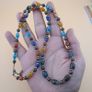 Vintage Venetian Style Tiny Floral Glass & Old Brass Beads Necklace 24 inches Image 2