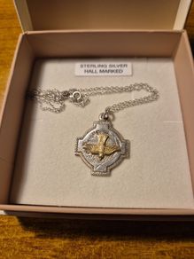 Vintage Old Sterling silver Holy Spirit Religious Medal.