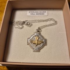 Vintage Old Sterling silver Holy Spirit Religious Medal.
