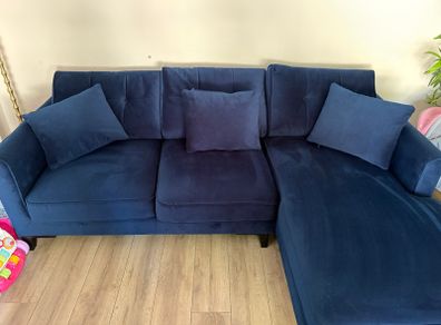 Navy velvet 3 seater Sofa