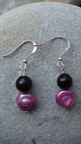 Pearl ,silver earrings,Handmade jewellery,Drop earrings,New,Gift