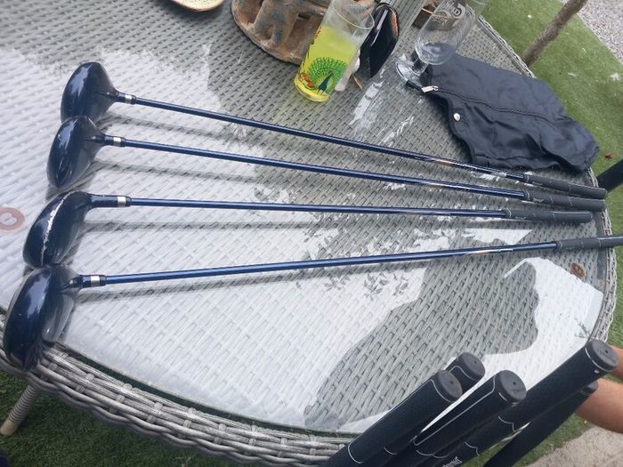 Spalding golf bag, hood, 10 clubs, good condition, ladies, children's