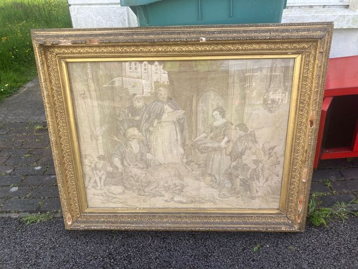 1800s tapestry framed