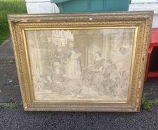 1800s tapestry framed