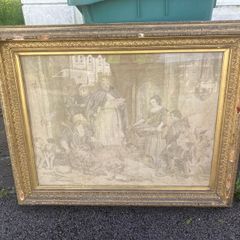 1800s tapestry framed