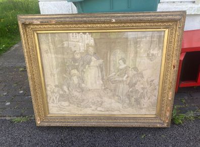 1800s tapestry framed