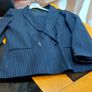Navy pinstripe suit. Image 6