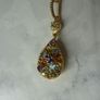Multi Gemstone Teardrop Pendant Necklace. Sterling Silver.,Gold Plated. Image 5