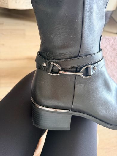 Tamaris Leather Knee High Boots EU41 black Block Heel