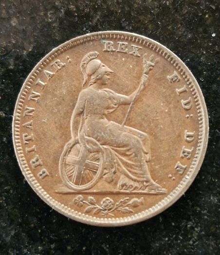 1828 Farthing George IV Coin