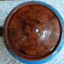 Vintage heavy Brown and Blue Spotted Porcelain Teapot with White on Blue stripes, PK made. Image 4