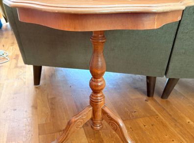 Italian Style Marquetry Pedestal Side Table