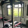 BODY IMAGE Power cage/Squat rack with Olympic bar bumper plates and adjustable bench Image 2