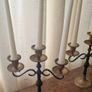 Pair of Vintage Brass and Black Metal 3-Arm Candelabrum Image 3