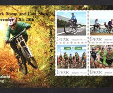 2016 Ireland Cork Stamp and Coin Exhibition 12th November 2016 Exhibition Miniature Sheet on Cycling Commemorative Stamp Miniature Sheet Mint Never Hinged (MNH) No 310