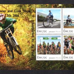 2016 Ireland Cork Stamp and Coin Exhibition 12th November 2016 Exhibition Miniature Sheet on Cycling Commemorative Stamp Miniature Sheet Mint Never Hinged (MNH) No 310