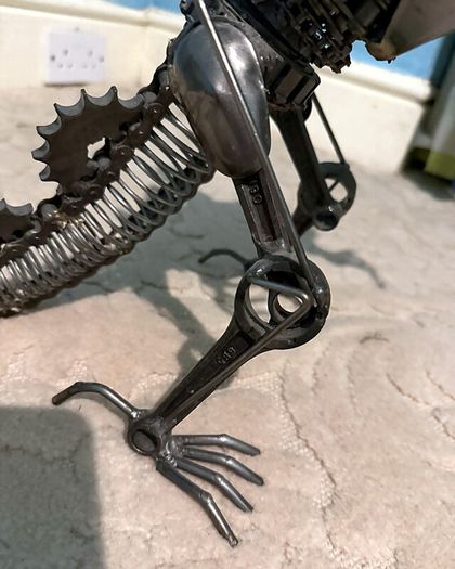 Large Handmade Scrap Metal Dinosaur Dragon Sculpture, 45cm, Recycled Steampunk Art