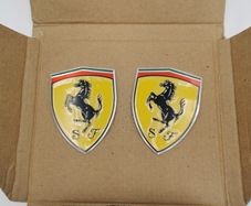 Ferrari Wing Decal Badges - Aluminum - self adhesive back