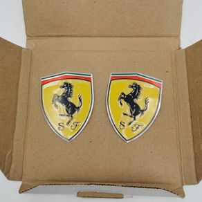 Ferrari Wing Decal Badges - Aluminum - self adhesive back