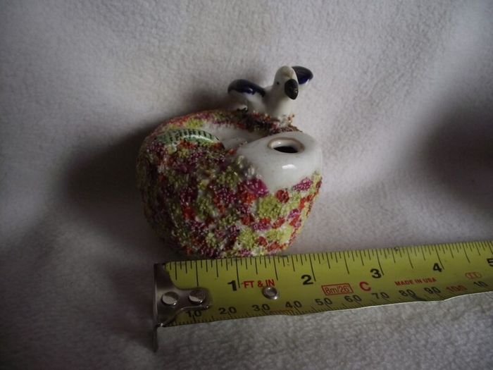 19th Century Staffordshire Pottery "Bird on Nest" Quill Holder
