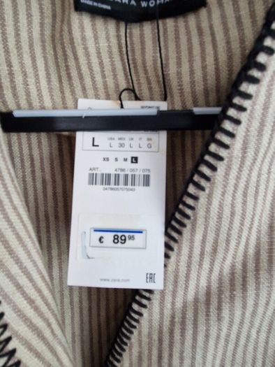 Zara bnwt cotton coat with belt