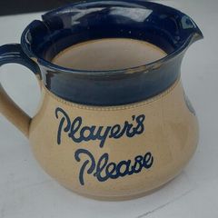 Players Please jug langleys 1930s,40s roughly,lovely display advertising item,collectors item,,their is few chips and hair line cracks, see pictures for condition,,fair condition,,price includes post to anywhere in Ireland, by tracking number, sold as is