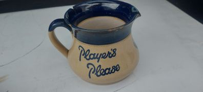 Players Please jug langleys 1930s,40s roughly,lovely display advertising item,collectors item,,their is few chips and hair line cracks, see pictures for condition,,fair condition,,price includes post to anywhere in Ireland, by tracking number, sold as is