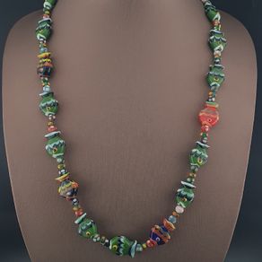 Vintage Venetian Style Fish Desgin & Mix Eyes Glass Beads Necklace