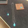 Vintage Sterling Silver Turquoise Teardrop Pendant Necklace & Earring Set Boxed Image 4