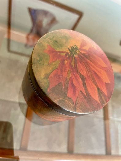 Vintage German Wooden Hand Painted Lacquered Jewellery Trinket Box Ring Box