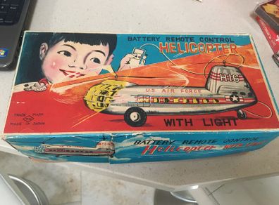 Vintage TN Helicopter Double Rotor Vintage Tin Toy