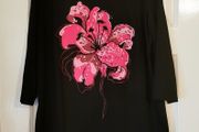 Classy Black Tunic with a Pink Flower size 18