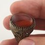 Ancient Brass Handmade With  Eyes Agate Gemstone Ring Image 7