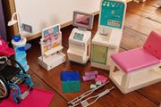 barbie fast cast clinic, dentist chair and wheelchair