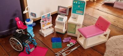 barbie fast cast clinic, dentist chair and wheelchair