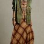 Zara Green, Brown, Yellow Ramie Striped Shirt Blouse Image 2