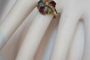 Diamond and Multi-Gemstone Flower Ring