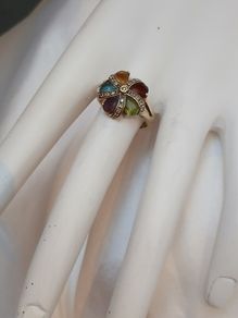 Diamond and Multi-Gemstone Flower Ring