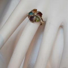Diamond and Multi-Gemstone Flower Ring