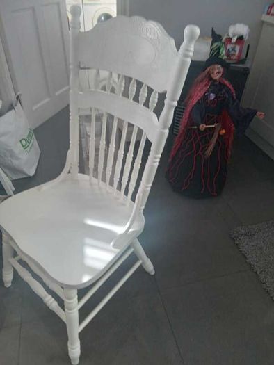 Wooden dining chair - painted white