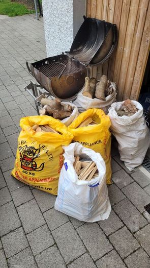 Good for big party. Handmade Stainless Steel BBQ & Firewood (6 Bags)