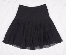 Hugo Boss Vintage Black High Waisted Smocked Tiered Ruffle Chiffon Silk Mini Skirt 6UK/34EU