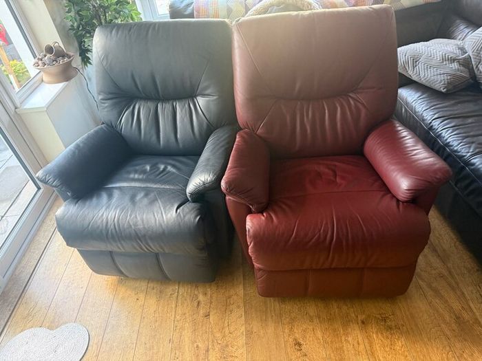 Two Leather reclining armchairs