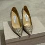 Pre owned Jimmy Choo Agnes Glitter 85 in Ballet Pink UK 34/2.5 Image 4