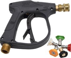 NEW SALE | High Pressure Washer Gun with 5Pcs Spray Nozzles, 4350 PSI 1/4" Quick Release Car Washer Gun, Power Short Spray Gun M22 Metric Thread for Car Cleaning