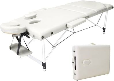 MASSIVE SALE Portable Massage Bed Table - 3-Section Aluminium Foldable Beauty Couch for Reiki Therapy Treatment Salon Healing - Metal Headrest Support/with Carry Bag