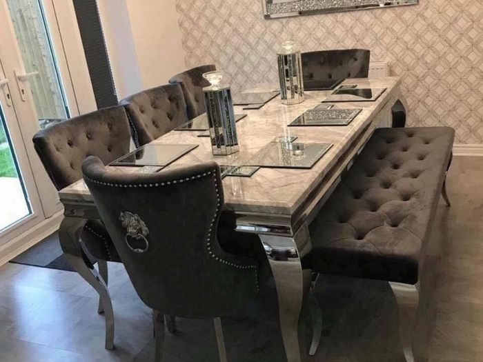Marble Kitchen Dining Table With 6 Chairs