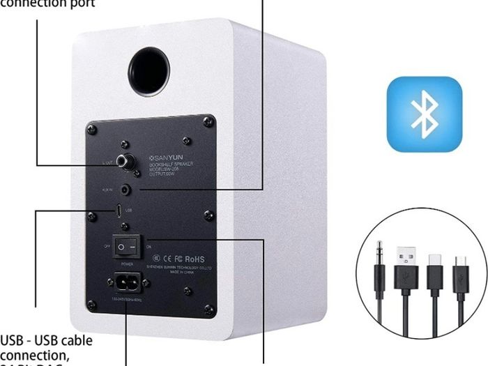 Active Bluetooth 5.0 Bookshelf Speakers 60W Carbon Fiber Speaker Unit Built-in 24bit DAC Dynamic 3D Surround Sound 2.0 Computer PC Monitor Gaming Speakers (FREE POSTAGE)