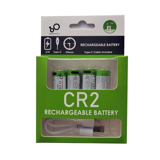 CR2 Rechargeable Li-ion Batteries 3.7V 300mAh USB-C Charging Cable 4 Pack